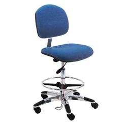 Fabric ESD Chair With Adj.Footring and Aluminum Base, 19"-27" H  Single Lever Control